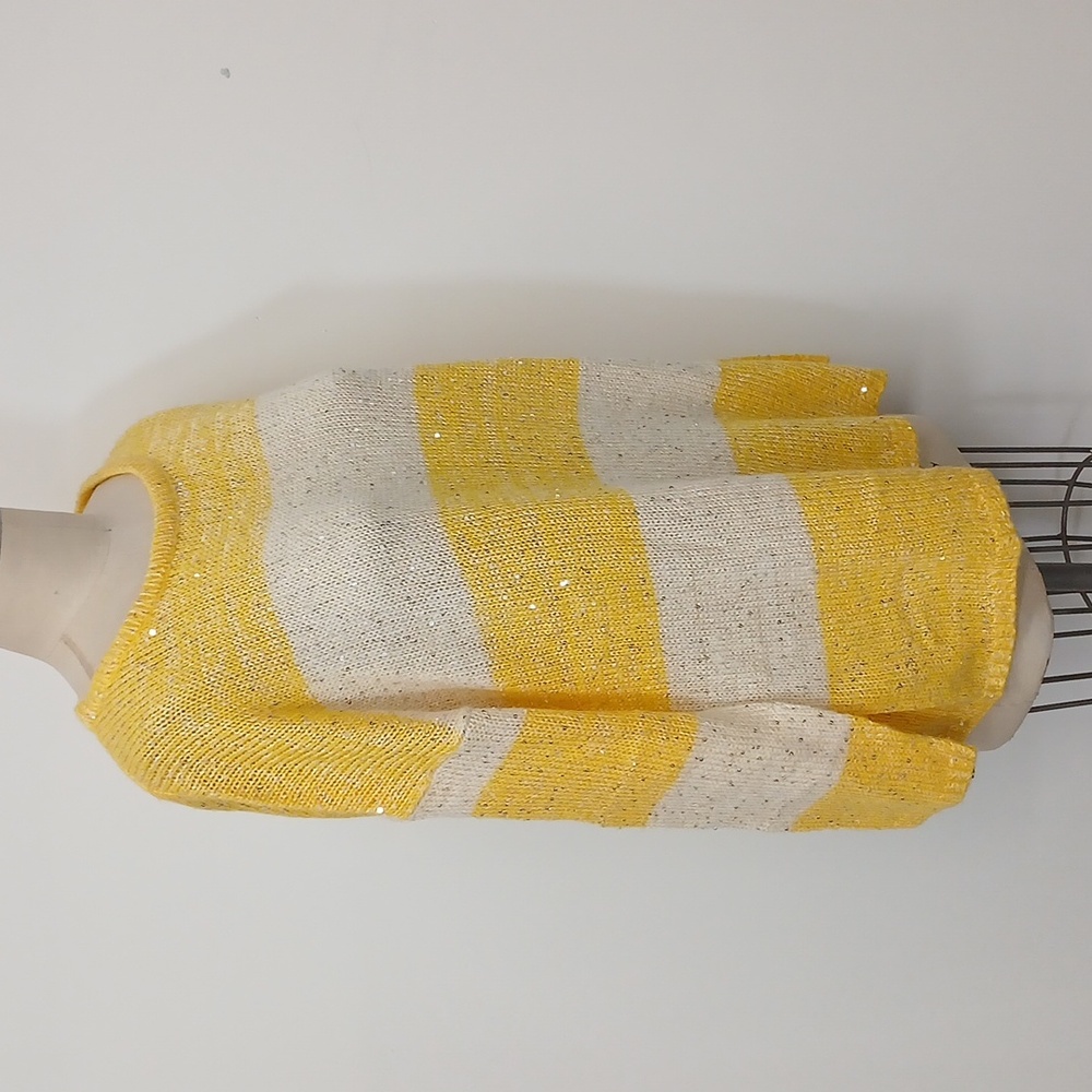 NWT Workshop Andrea Jovine Yellow White Sweater with Sparkly Sequin details / 2X - Picture 2 of 9